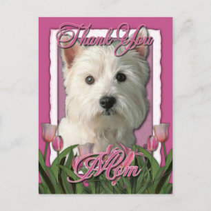 Postal Gracias - Tulipanes rosados - Terrier de las tierr