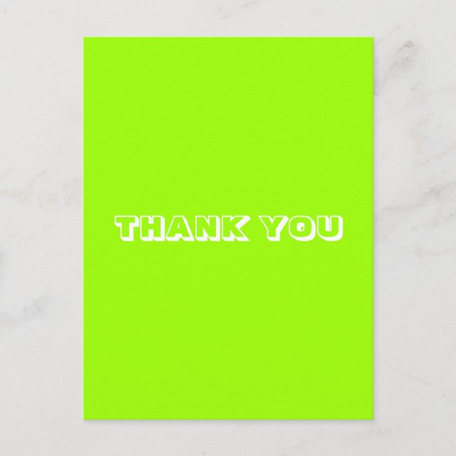 Postal Gracias, verde chartreuse blanco (Anverso)