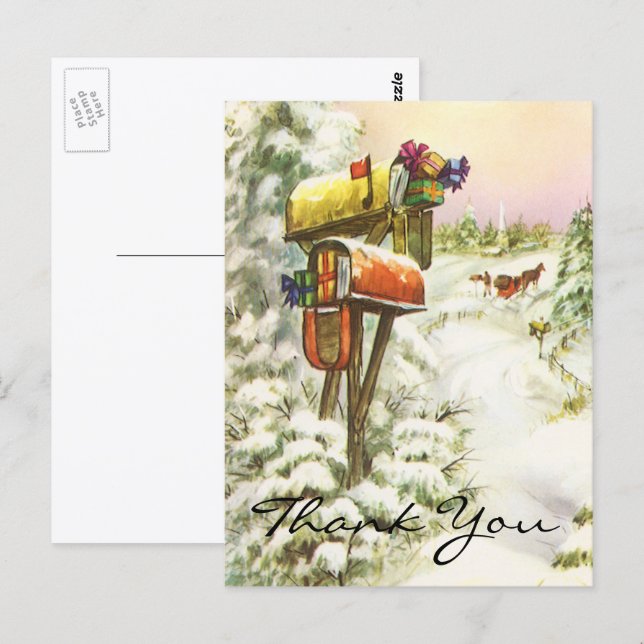 Postal Gracias Vintage de Navidad (Anverso / Reverso)