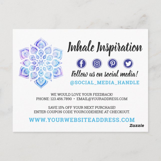 Postal Gracias Watercolor Mandala Yoga Metafísico (Reverso)