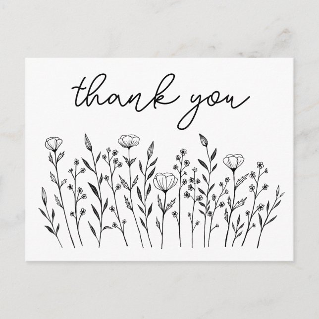 Postal GRACIAS Wildflowers Simple Personalizado (Anverso)