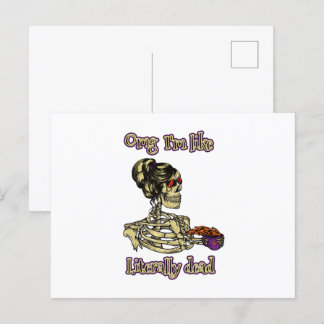 Postal Graciosa bebida de Skeleton Estoy literalmente mue