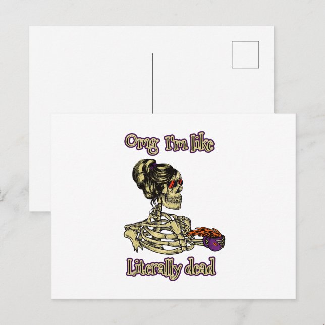 Postal Graciosa bebida de Skeleton Estoy literalmente mue (Anverso / Reverso)
