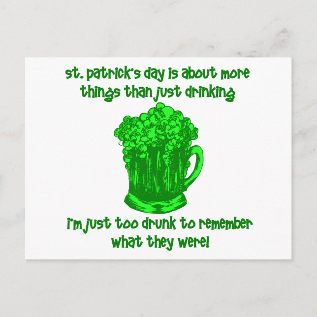 Postal Graciosa bebida irlandesa para St Patricks (Anverso)