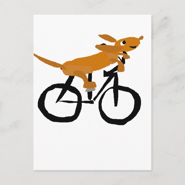 Postal Graciosa Bicicleta Dachshund (Anverso)