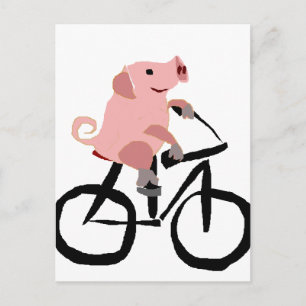 Postal Graciosa Bicicleta Rosa Pig Rige