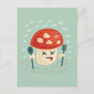 Postal Graciosa Carácter de Comida Mushroom Extraña Extra