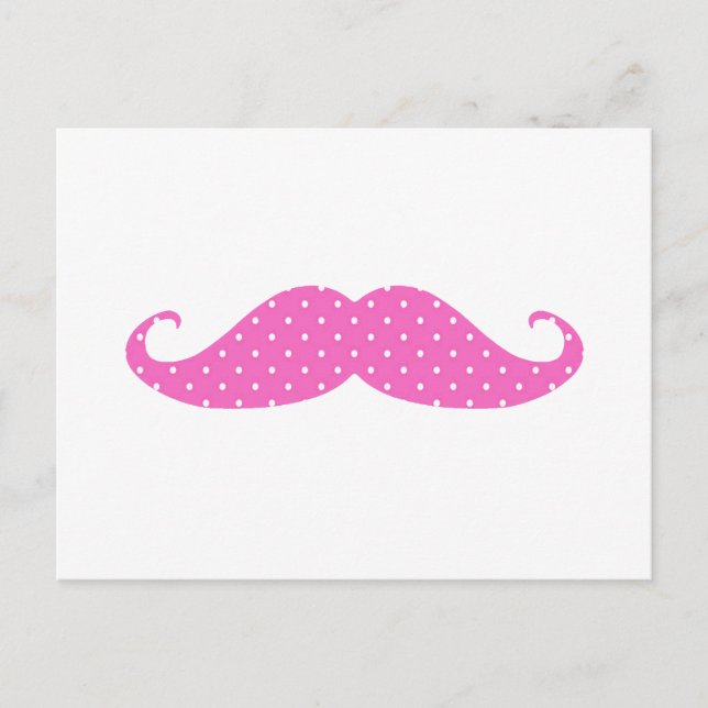 Postal Graciosa chica rosa caliente Polka Doce Mustache (Anverso)