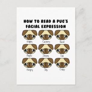Postal graciosa del Personalizado cute kawaii Pug