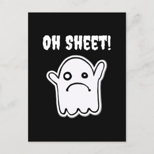 Postal Graciosa hoja de boo fantasma de Halloween