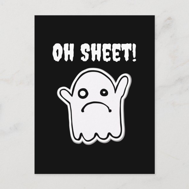 Postal Graciosa hoja de boo fantasma de Halloween (Anverso)