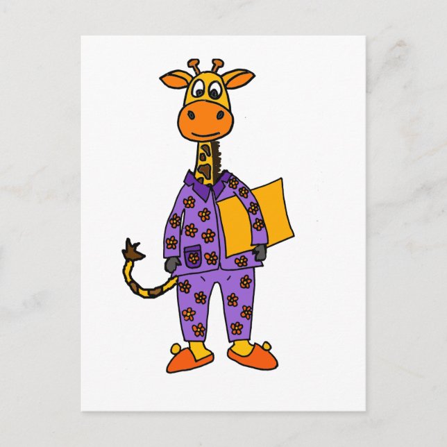 Postal Graciosa jirafa en pijamas con Personalizado de al (Anverso)