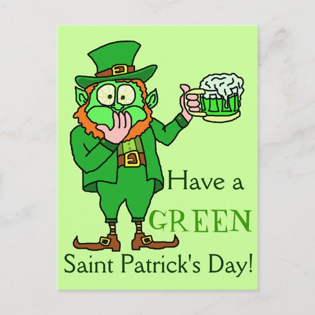 Postal Graciosa Leprechaun Verde Saint Patrick's (Anverso)