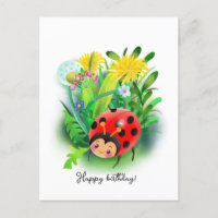 graciosa mariquita personalizado entre las flores 