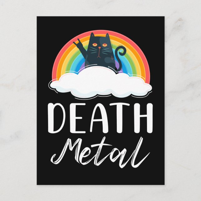 Postal Graciosa muerte Metalizado de gato rock arcoiris (Anverso)
