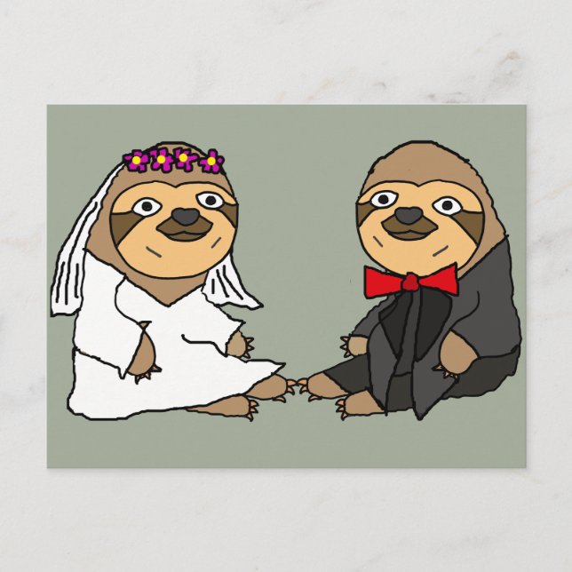 Postal Graciosa Novia Sloth y Boda Groom (Anverso)