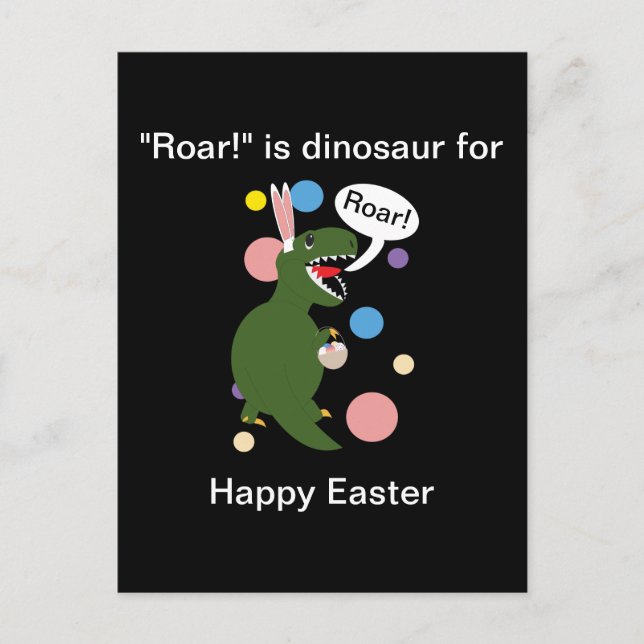 Postal Graciosa personalización de dinosaurios de Pascua (Anverso)