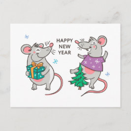 Postal Graciosa Rata Feliz Año Nuevo