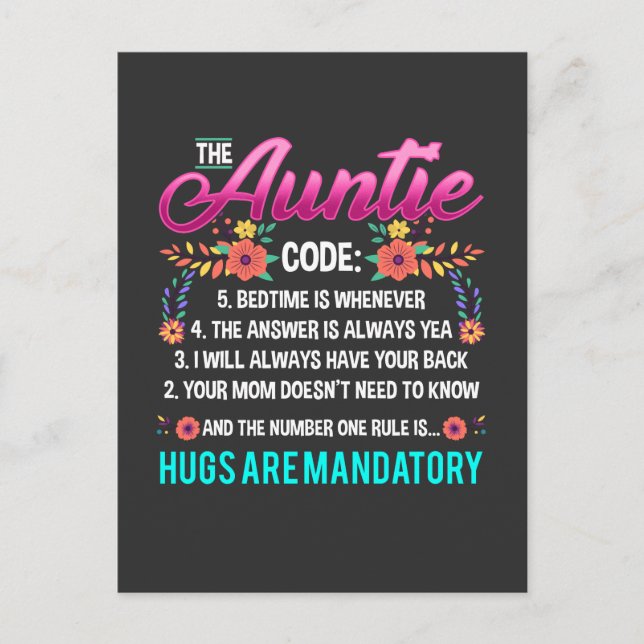 Postal Graciosa tía tía tía familia sobrina Humor (Anverso)