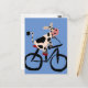 Postal Gracioso arte de ciclismo de vaca (Anverso/Reverso In Situ)