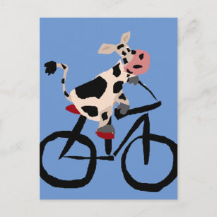 Postal Gracioso arte de ciclismo de vaca