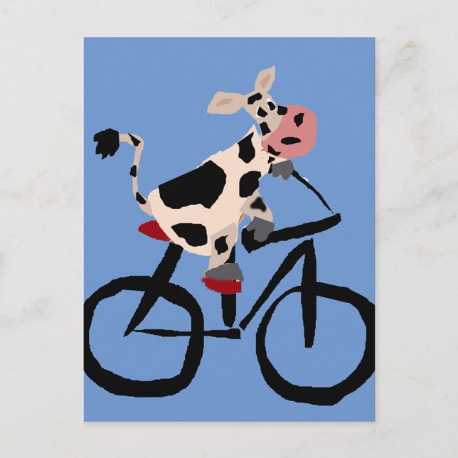 Postal Gracioso arte de ciclismo de vaca (Anverso)