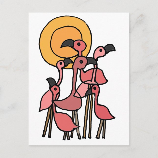 Postal Gracioso arte de flamenco rosa (Anverso)