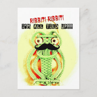 Postal Gracioso bigote de rana verde vintage estoy atado