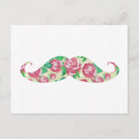 Gracioso bigote floral verde verde rosa