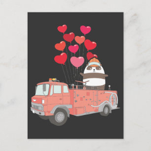 Postal Gracioso bombero Panda Firetruck Animal