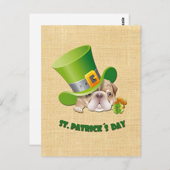 Postal Gracioso Bulldog St. Patrick's Day Postcards (Anverso / Reverso)