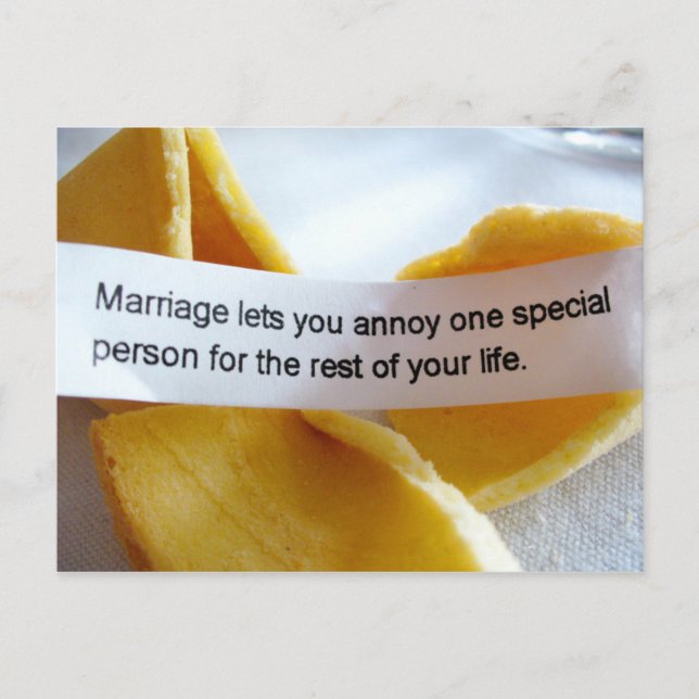 Postal Gracioso Chiste matrimonial Cookie (Anverso)