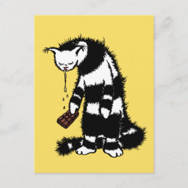 Postal Gracioso Chocolate Cat Lover - Tinta Dibujada Gato