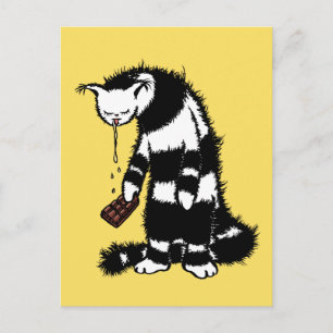 Postal Gracioso Chocolate Cat Lover - Tinta Dibujada Gato
