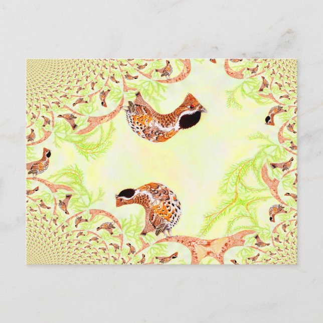 Postal Gracioso Collage de Ilustracion Hazel Grouse (Anverso)