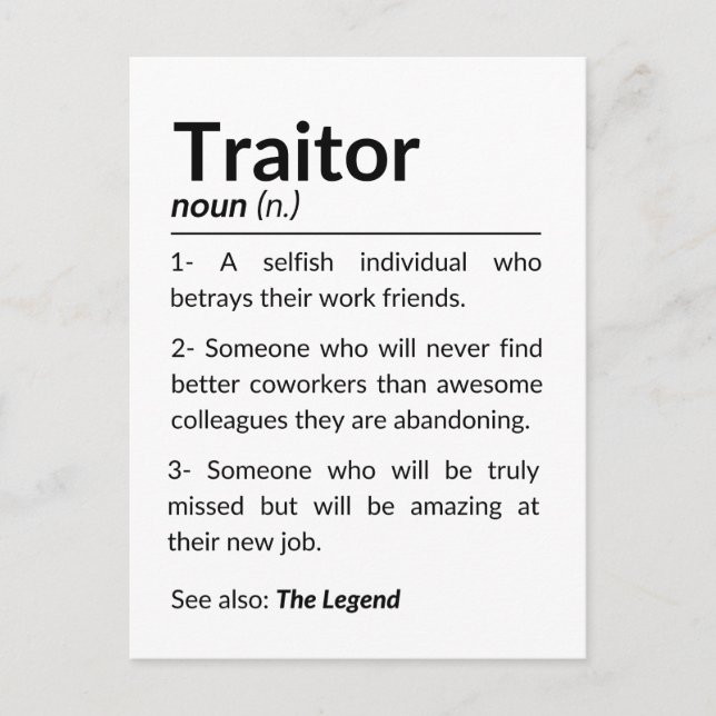 Postal Gracioso compañero de trabajo de despedida, colega (Anverso)