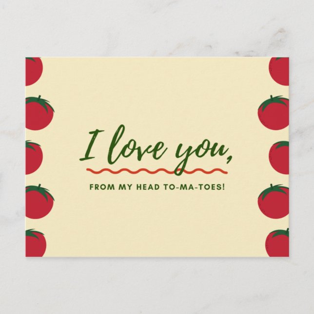 Postal Gracioso crema y tomates rojos (Anverso)