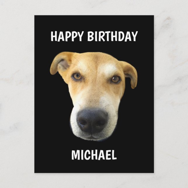 Postal Gracioso cumpleaños Cuppy Dog Face Personalizado (Anverso)