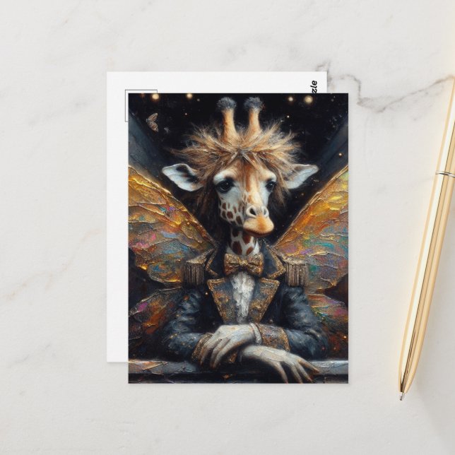 Postal Gracioso cute Giraffe Fairy (Anverso/Reverso In Situ)