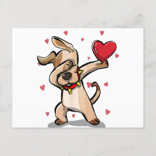 Postal Gracioso Dabbing Dog Heart El día de San Valentín
