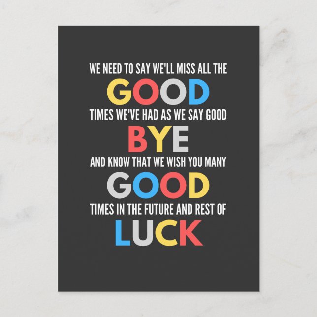 Postal Gracioso Despediéndose De Adiós (Anverso)