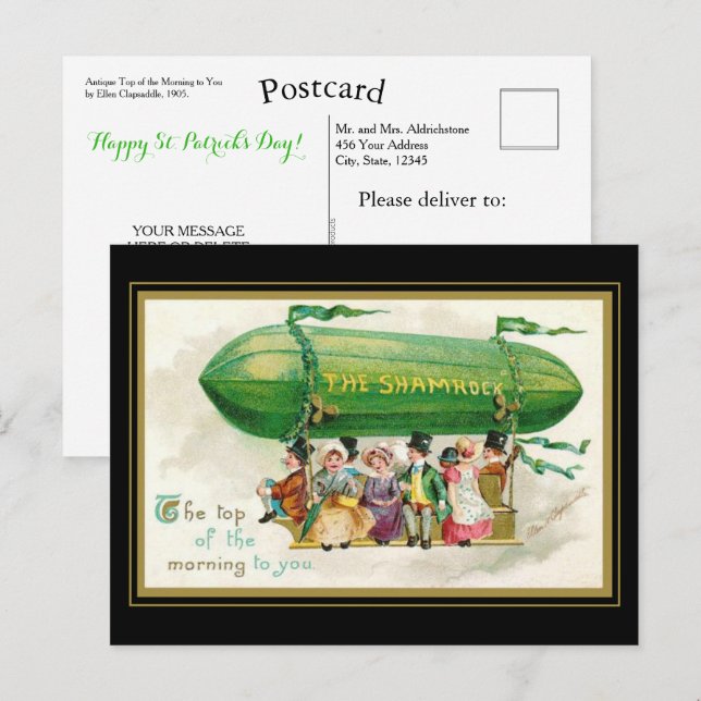Postal Gracioso Día de San Patricio, arriba irlandés de l (Anverso / Reverso)