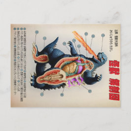 Postal Gracioso diagrama anatómico japonés de Kaiju