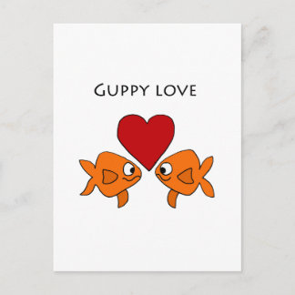 Postal Gracioso Diseño De Amor Guppy