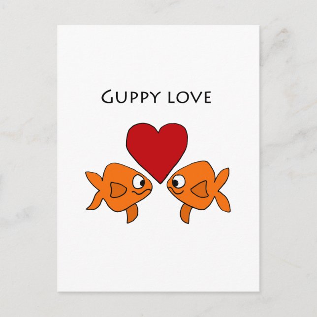 Postal Gracioso Diseño De Amor Guppy (Anverso)