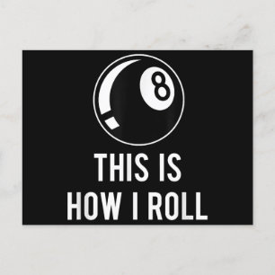 Postal Gracioso Diseño De Billares Para Jugadores De Pisc