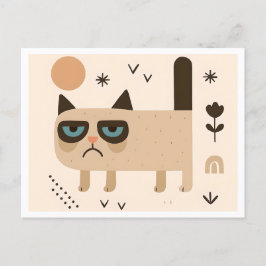 Postal Gracioso diseño de gato gruñón, escandinavo Minima