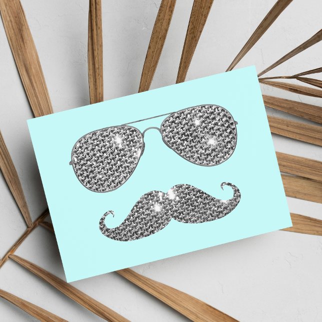 Postal Gracioso Dolor De Diamante Con Gafas (Funny Diamond Mustache With Glasses Postcard )
