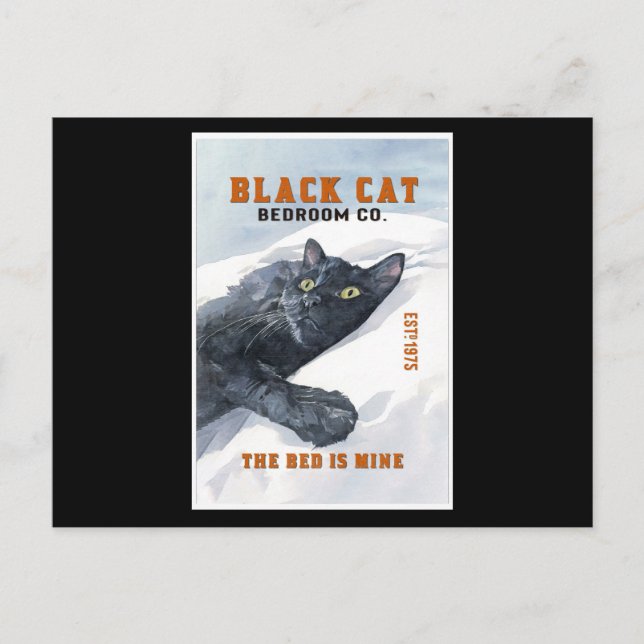 Postal Gracioso Dormitorio Negro De Gato La Cama Es Mi Ga (Anverso)