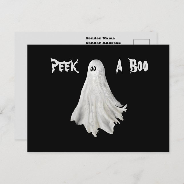 Postal Gracioso Fantasma Del Pasado Dibujo De Halloween (Anverso / Reverso)